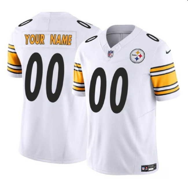 Youth Pittsburgh Steelers Active Player Custom White 2023 F.U.S.E. Vapor Untouchable Limited Football Stitched Jersey